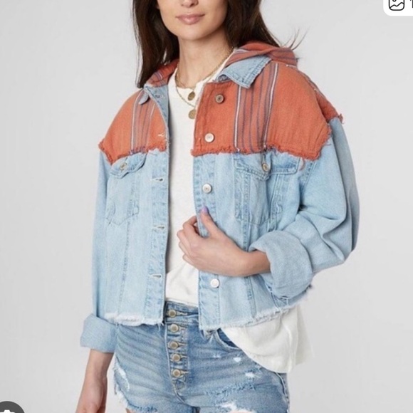 Free People Baja Hooded Jean Jacket - Picture 1 of 5
